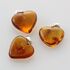 3 Heart Shape Cognac Baltic Amber Pendants Charms
