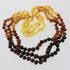 3 Raw Rainbow BAROQUE Baltic amber adult necklaces 53cm