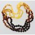 3 Raw Rainbow BAROQUE Baltic amber adult necklaces 53cm