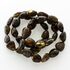 3 Large Dark BEADS Baltic amber stretch bracelet 19cm
