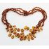 3 Cognac Leaf Baltic amber Choker Leaves Necklace 46cm