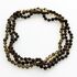 3 Raw Dark ROUND beads Baltic amber adult necklaces 46cm
