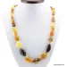 Cut stones Baltic amber knotted necklace