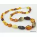 Cut stones Baltic amber knotted necklace