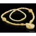 White Baltic amber necklace with pendant 24in