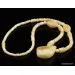 White Baltic amber necklace with pendant 24in