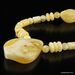 White Baltic amber necklace with pendant 24in