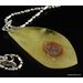 Genuine Baltic amber CARVED silver pendant