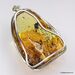 Large amulet Baltic amber silver pendant with insect inclusion 21g