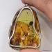 Large amulet Baltic amber silver pendant with insect inclusion 21g