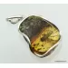 Large amulet Baltic amber silver pendant w insect inclusion 12g