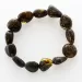 Large Dark BEADS Baltic amber stretch bracelet 19cm