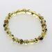 Polished Green ROUND beads Baltic amber stretchy bracelet 18cm