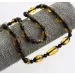 Faceted Baltic amber greenish OLIVE beads necklace 50cm