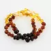 2 Rainbow BAROQUE Baltic amber adult bracelets 19cm
