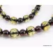 Faceted Baltic amber greenish ROUND beads necklace 20in
