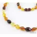 Faceted Baltic amber Multi OLIVE beads necklace