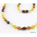 Faceted Baltic amber Multi OLIVE beads necklace