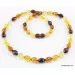 Faceted Baltic amber Multi OLIVE beads necklace