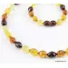 Faceted Baltic amber Multi OLIVE beads necklace