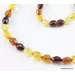 Faceted Baltic amber Multi OLIVE beads necklace