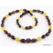 Faceted Baltic amber OLIVE beads necklace