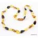 Multi BEANS Baltic amber knotted necklace 18in