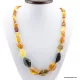 Cut stones Baltic amber knotted necklace