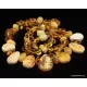 Vintage Egg Yolk LEAVES Baltic amber choker 17in