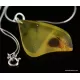 Genuine Baltic amber CARVED silver pendant