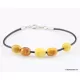 Charm beads Baltic amber leather bracelet