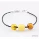 Charm beads Baltic amber leather bracelet