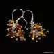 Grape bunch Baltic amber multi dangle earrings