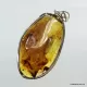 Large amulet Baltic amber silver pendant with insect inclusion 16g
