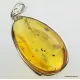 Large amulet Baltic amber silver pendant w insect inclusion 15g