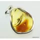 Large Baltic amber silver pendant w insect inclusion 11g