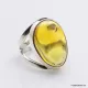 Baltic amber silver ring w insect inclusion