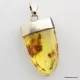 Baltic amber silver pendant w insect inclusion 7g