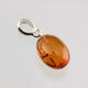 Oval shaped Cognac Baltic Amber Silver Pendant