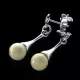 White Ball Baltic Amber Drop Dangle Earrings