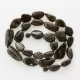 Large dark beads Baltic amber kntted necklace 61cm