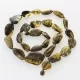 Large dark beads Baltic amber kntted necklace 61cm