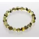 Polished ROUND beads Baltic amber stretchy bracelet 18cm