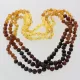 3 Raw Rainbow BAROQUE Baltic amber adult necklaces 53cm