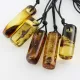 5 Natural Amber Pendants w Leather Cord
