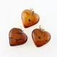 3 Baltic Amber Hearts Silver Pendants