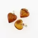 3 Baltic Amber Hearts Silver Pendants