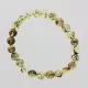 Polished Green ROUND beads Baltic amber stretchy bracelet 18cm