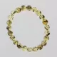Polished Green ROUND beads Baltic amber stretchy bracelet 18cm