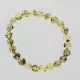 Polished Green ROUND beads Baltic amber stretchy bracelet 18cm